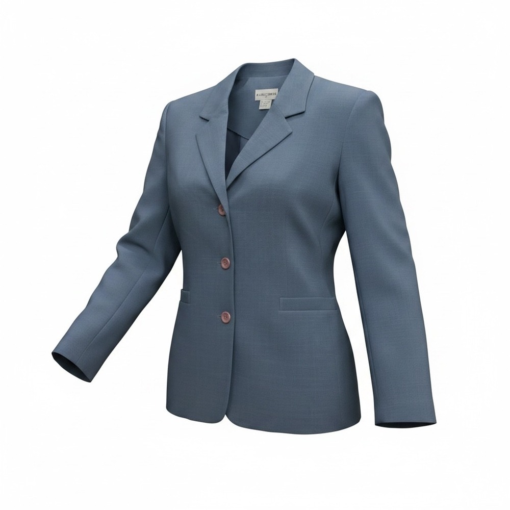 Alfred Dunner Womens Blue 3 Button Blazer Jacket Size 14 Vintage Professional